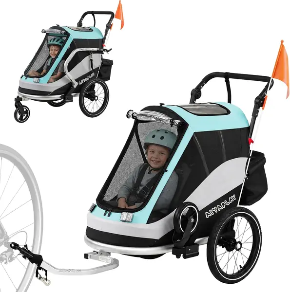 2 in 1 Fahrradanhänger & Buggy Faltbar für Kinder 16-Zoll…