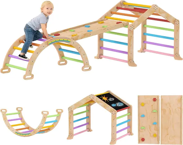 9-in-1-Kletterdreieck für Kinder aus Holz, mit…