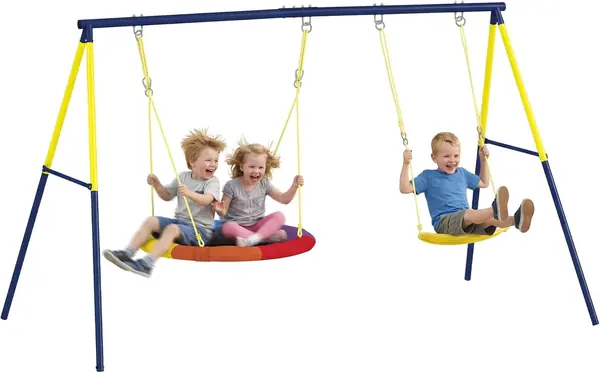 Doppelschaukel mit Gestell bis 150 kg Kinder 3-8 265x160x…