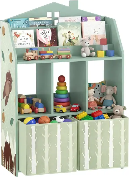Kinderregal 2 Stoffschubladen für 3-8 Jahre 62,5x30x91,5…