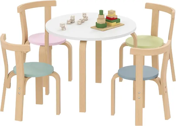 Kindertisch Holz mit 4 Stühlen 5-teilig Set für 3-8 Jahre…