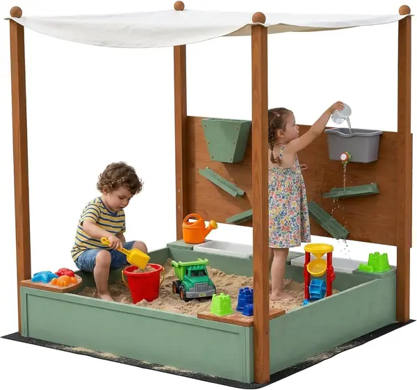 Sandkasten mit Abdeckung Kinder 116 x 112,5 cm mit…