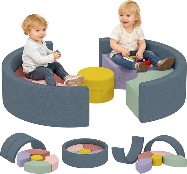 Schaumstoff Bausteine mit Cord-Optik für Kinder 7er-Set…